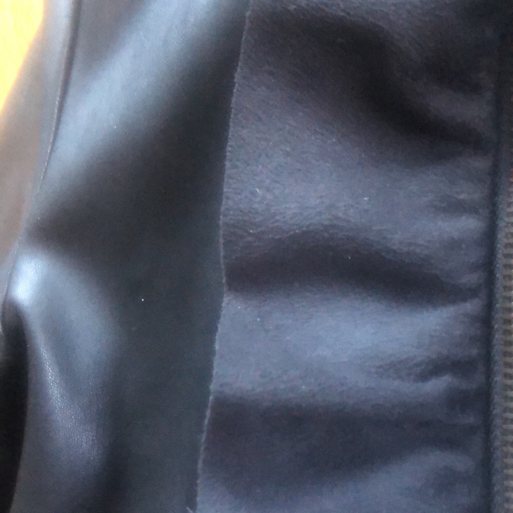 ZARA Basic Outerwear Black Front Ruffle Detail Faux LeatherJacket Medium - Picture 4 of 8